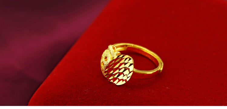 金地珠宝999千足金<em>黄金戒指</em>萍缘戒指时尚百搭