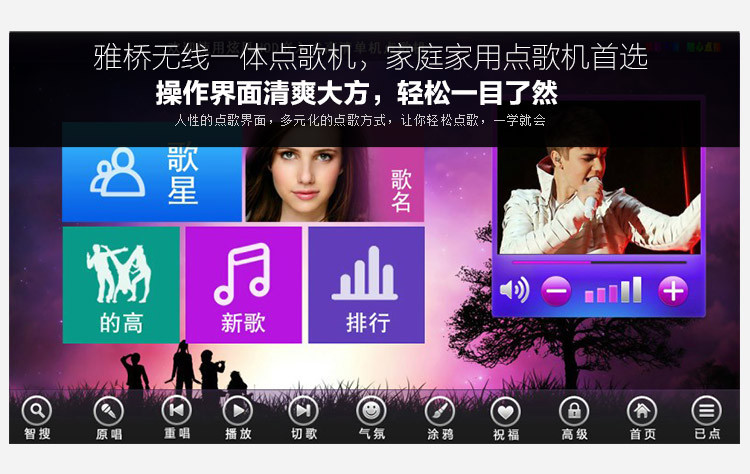 雅桥 家庭ktv点歌机系统 家用卡拉ok点唱机 2000g硬盘