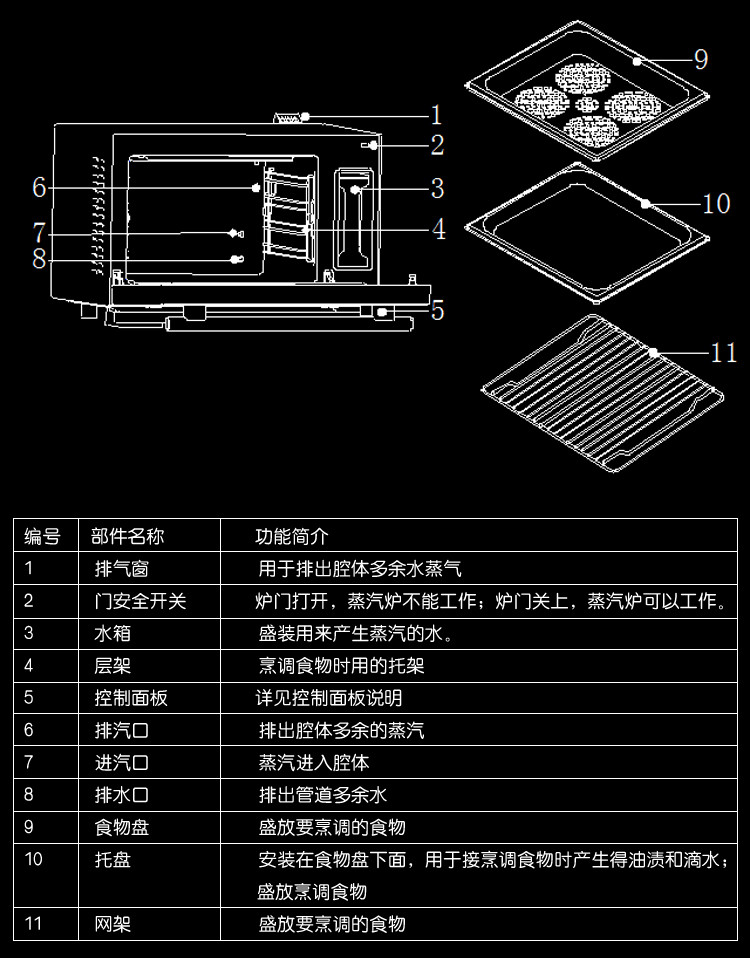 果田RO1A 二合一台式家用电蒸箱 电蒸炉 电烤