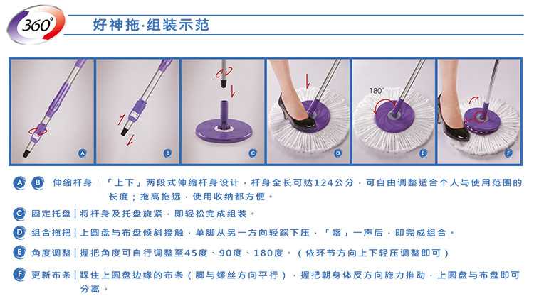 好神拖 正品特价 拖把头 替换头 旋转墩布托布头