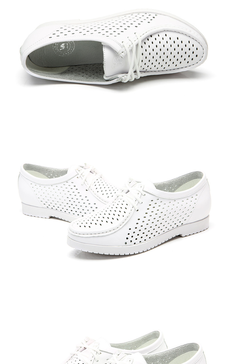 驼女单鞋 舒适休闲 牛皮镂空内增高女鞋 夏季新