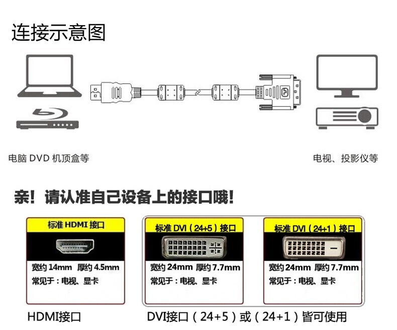 绿联dvi转hdmi高清线 hdmi转dvi线 ps3电脑电视连接线