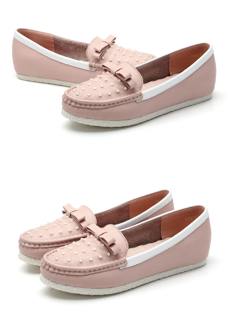 Camel 骆驼女单鞋 时尚休闲平底鞋 头层牛皮糖