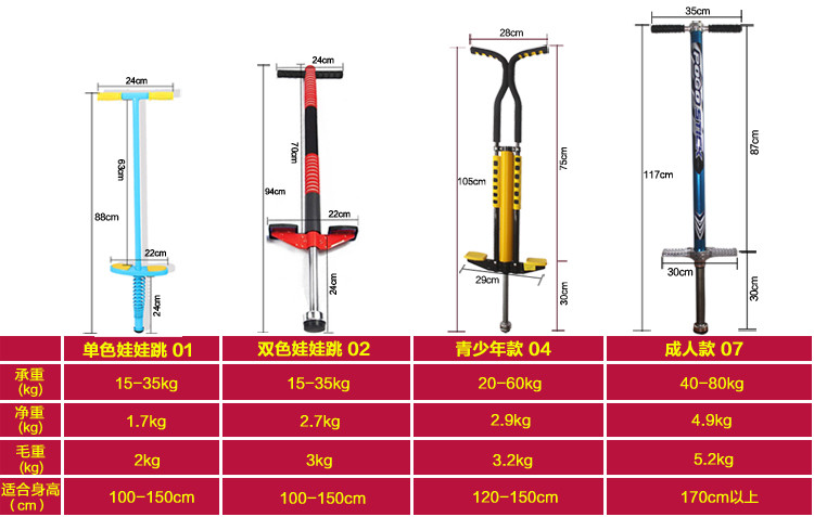 倍贝乐青少年娃娃跳 弹跳杆 跳跳杆 承重30-60kg【蓝色】