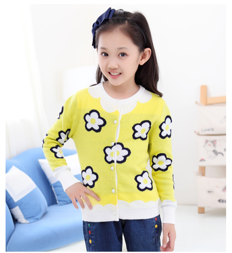 童装2014新款<em>儿童毛衣</em>开衫外套 女童圆领<em>毛衣</em>