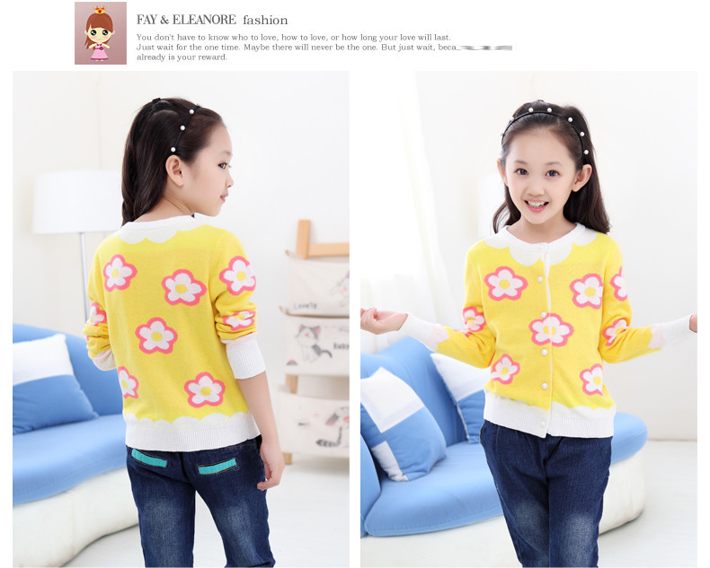 童装2014新款儿童毛衣<em>开衫外套</em> <em>女童</em>圆领毛衣