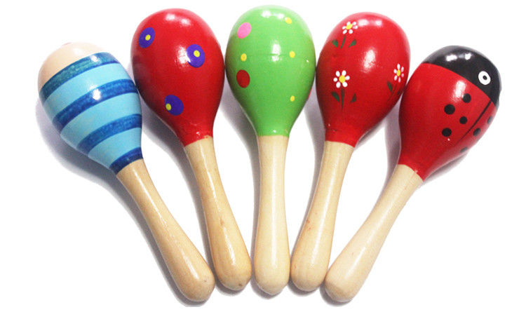 倍贝乐儿童专业乐器小号沙锤 益智玩具婴儿0-12月木制手摇铃玩具