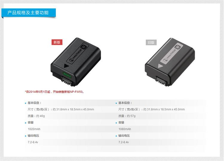 索尼微单 NP-FW50 相机电池NEX-5T 5R 7 6 A