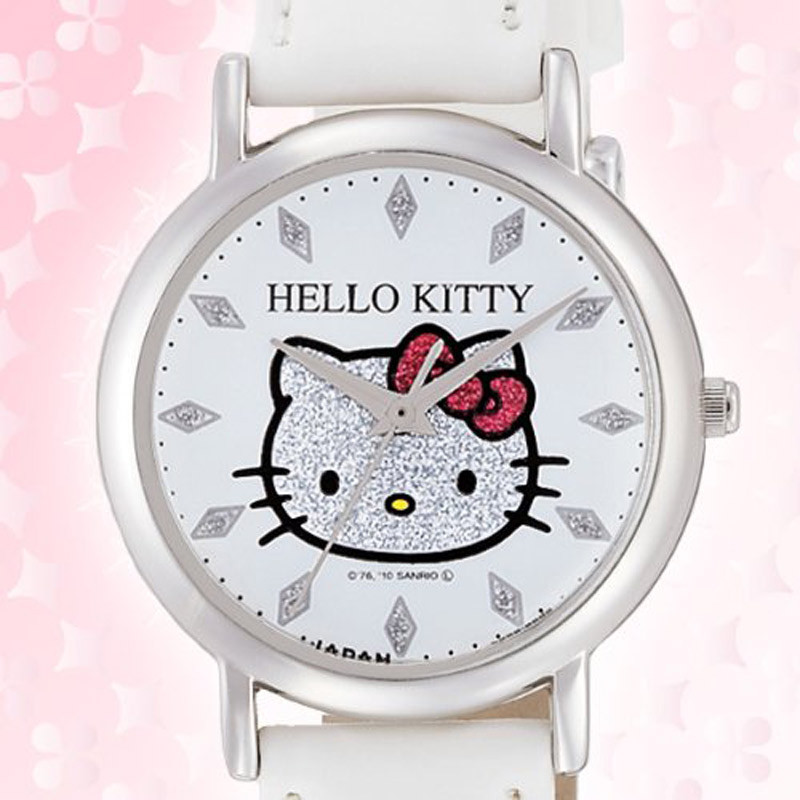 日本三丽鸥sanrio凯蒂猫手表银猫0009n001