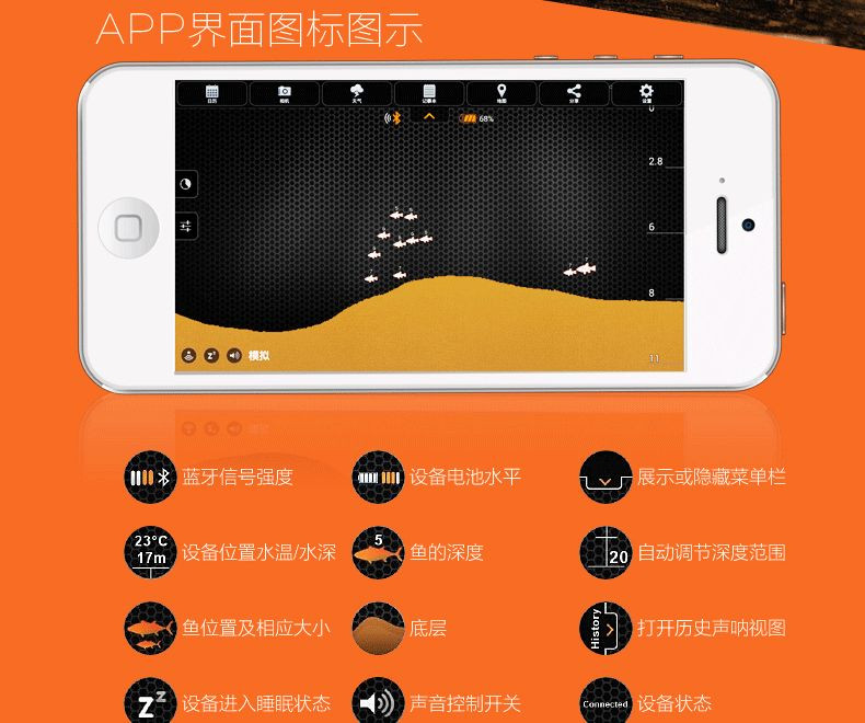 【知乐智能手环】正品Deeper手机探鱼器 蓝牙