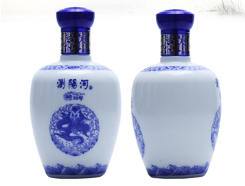 醉仙网 浏阳河 青花瓷 52度浓香型白酒 珍品30年475ml
