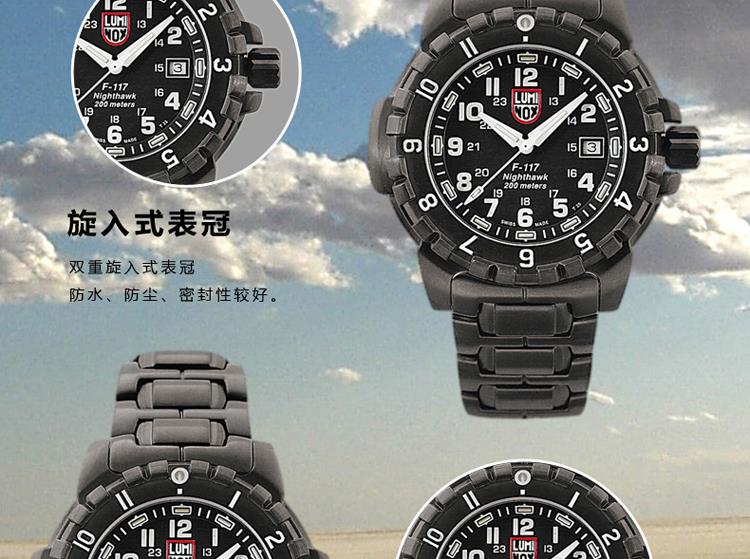 雷美诺时（Luminox）手表 瑞士军表航空系列防水自发夜光运动男表A.6402 黑白