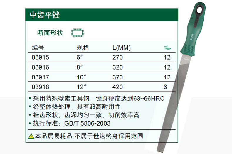 世达 粗齿扁锉8" 03912 无