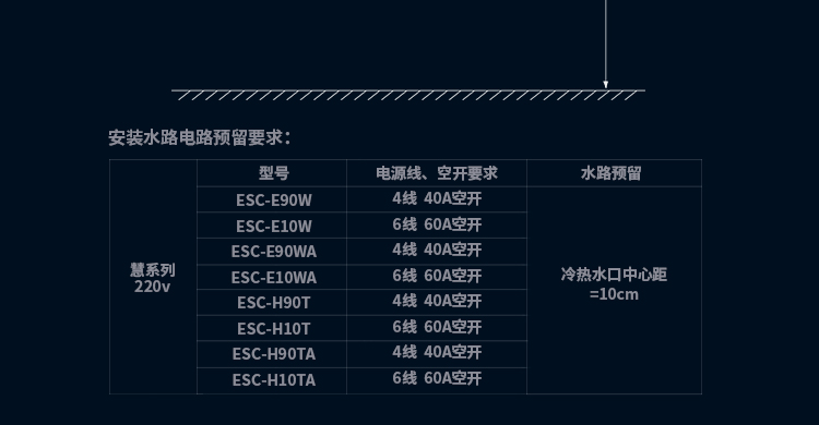 斯帝博 ESC-E90WA（8.8kw 220v黑） 即热式电热水器 快速热 超薄机身 洗澡淋浴 厨房小厨宝热水器