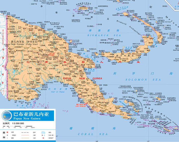 世界分国地图·巴布亚新几内亚 太平洋主要岛屿