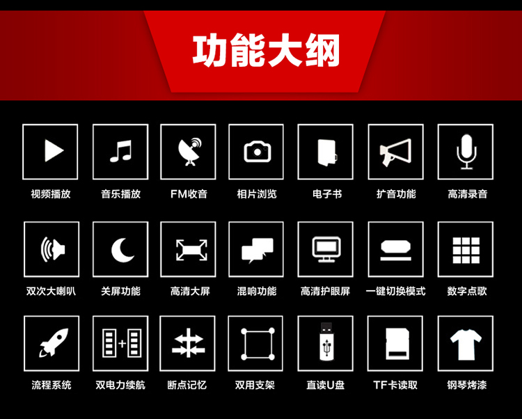 金正S900视频播放器 11.8英寸数字高清老人看戏机 扩音器唱戏机收音机可插卡广场舞音箱 双电池续航豪华版+8G视频卡