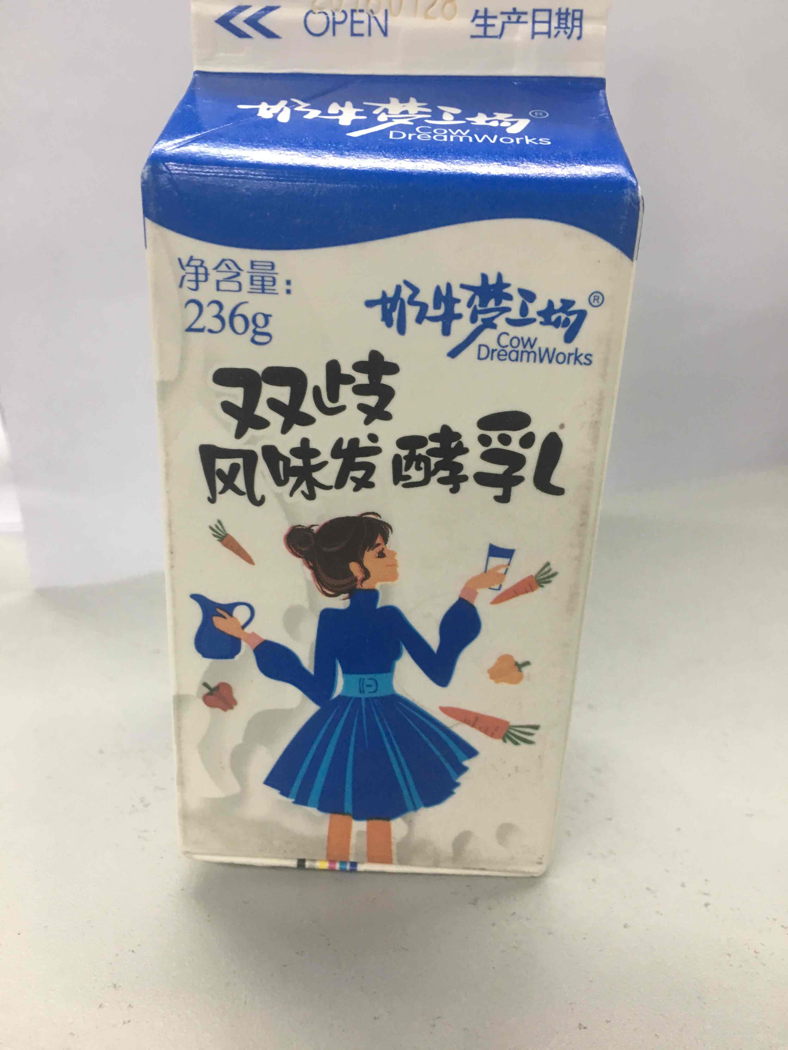 奶牛梦工厂低温乳品 屋顶盒双岐酸牛奶 236g【价格 图片 品牌 报价】