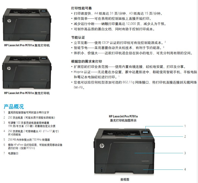惠普（HP）LaserJet Pro M701a激光打印机