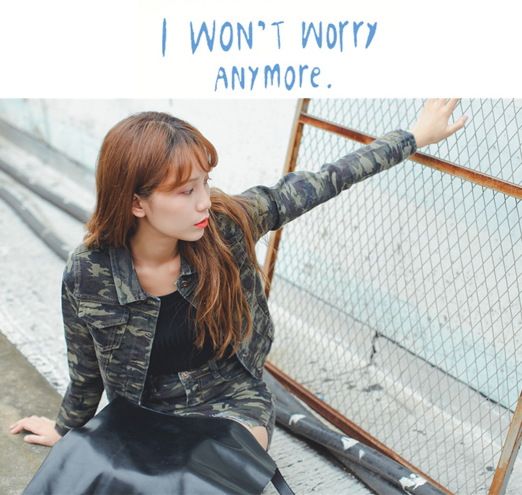 班俏春秋牛仔套装女韩版修身复古学生短款外套