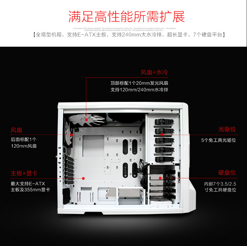 苏宁自营nzxt恩杰phantom大幻影游戏全塔式电脑机箱白色