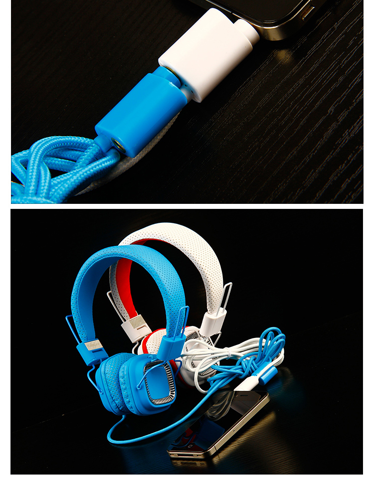 kanen/卡能 IP-890音乐电脑头戴式耳机立体声折叠式耳机手机耳麦通用重低音带麦女 蓝色