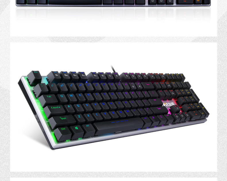 达尔优（dare-u）108键机械幻彩版 RGB茶轴 有线台式机笔记本电脑办公游戏守望先锋LOL/CF背光机械键盘