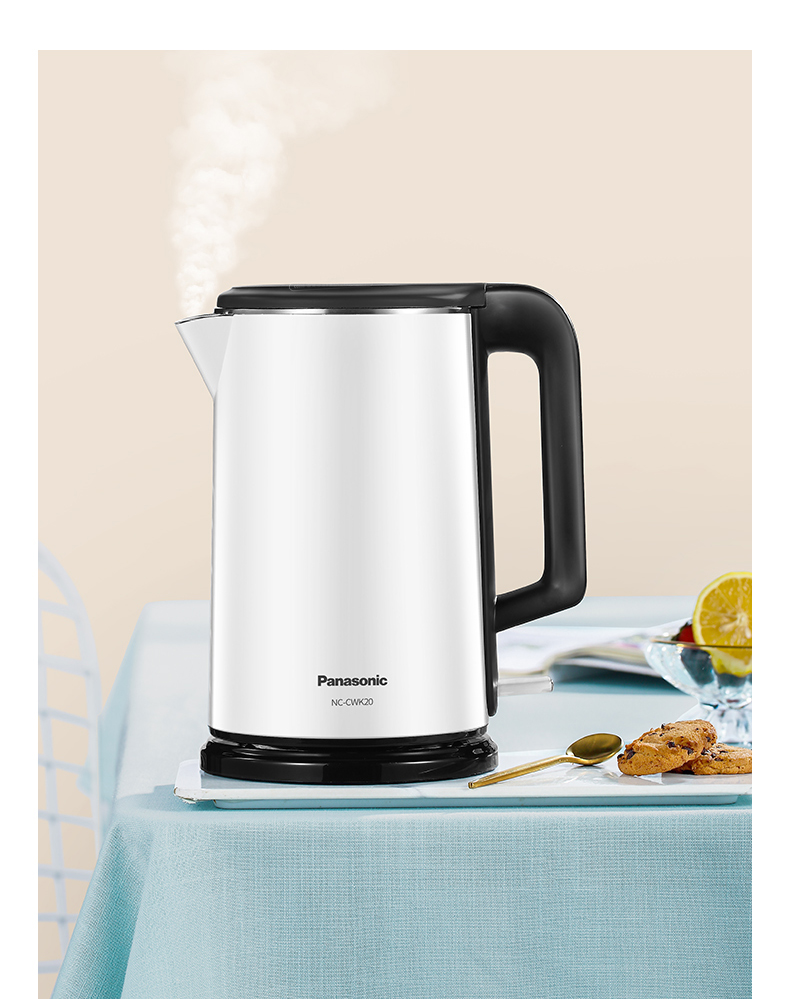 松下panasonic15l白色电水壶1800w大功率不锈钢内胆双层隔热防烫nccwk