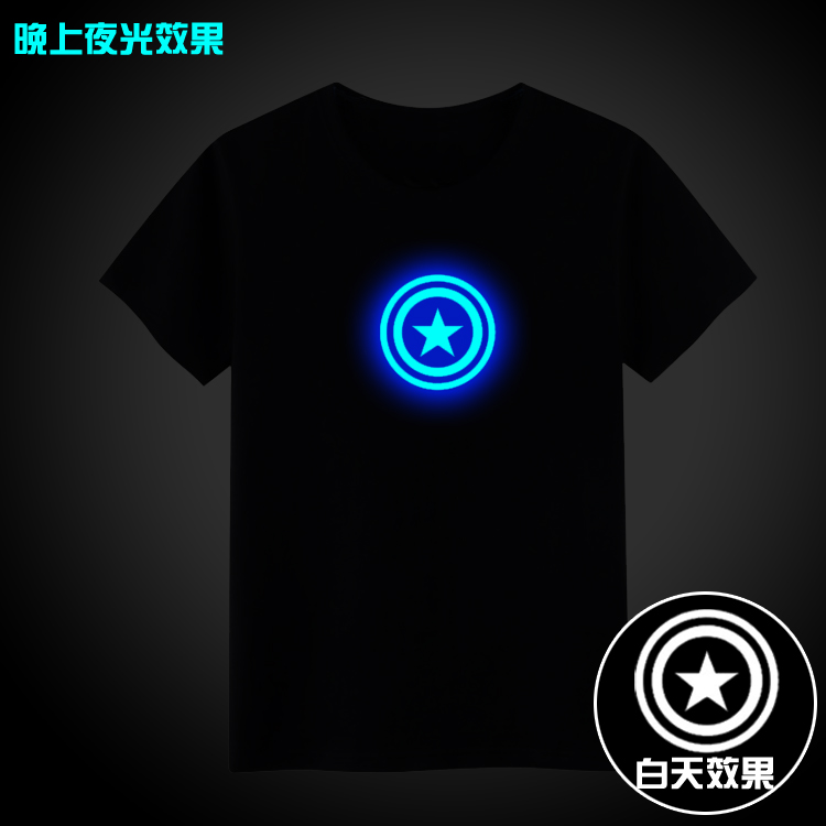 美国队长3钢铁侠蜘蛛侠情侣青少年学生夜光恤