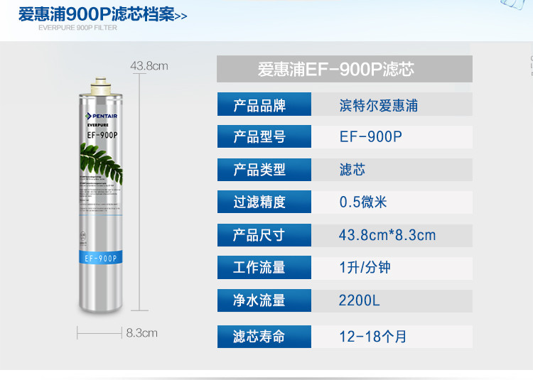 滨特尔爱惠浦净水器 EF-900P 原装主滤芯 美国原装进口