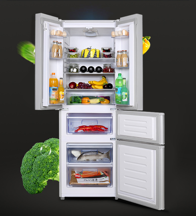 康佳冰箱BCD-280BX4S 280升法式多门冰箱 四门三温电冰箱 保鲜节能 分区储藏 高效节能保鲜 玻璃面板金