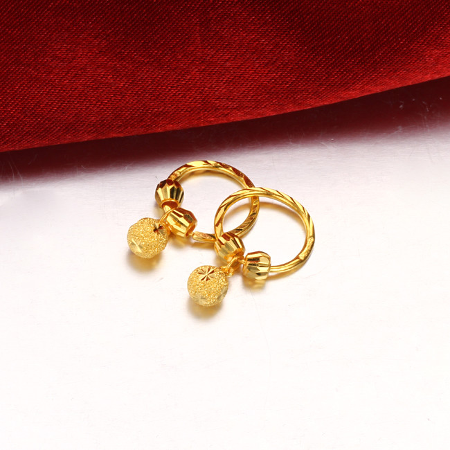 钻石快线 磨砂珠黄金女耳环 女士足金999耳坠