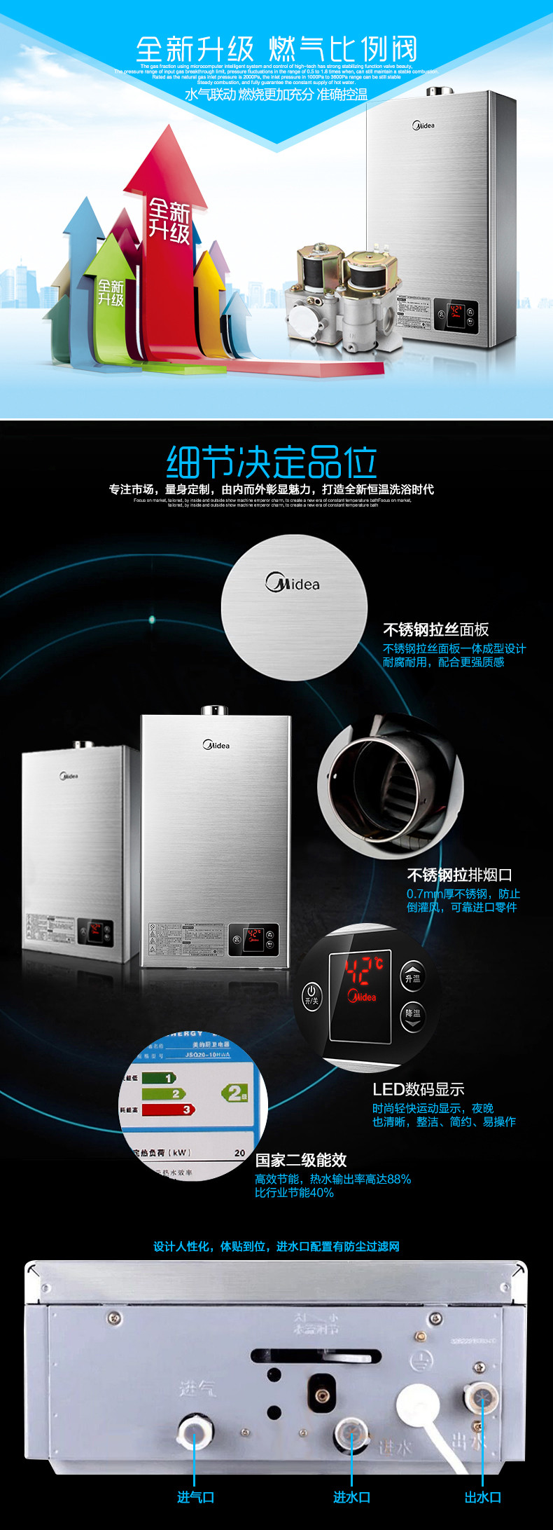 美的(midea) jsq20-10hwa/10ha恒温天然气燃气热水器10升