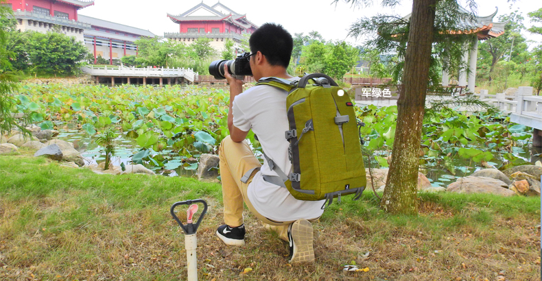 宝罗BL-1330摄影包 双肩相机包 单反包男女款 可装1DX D3 D4+150-600军绿色