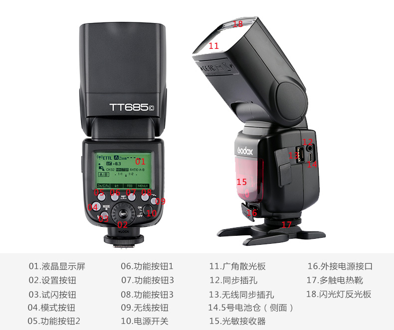 神牛（Godox）TT685N 机顶闪光灯外拍灯 摄影灯模特补光灯 尼康单反相机闪光灯