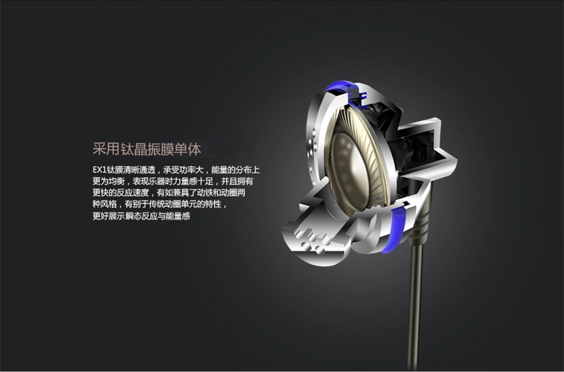 飞傲/Fiio HIFI发烧音乐耳机 EX1 入耳式钛振膜动圈 MP3通用耳塞 银色