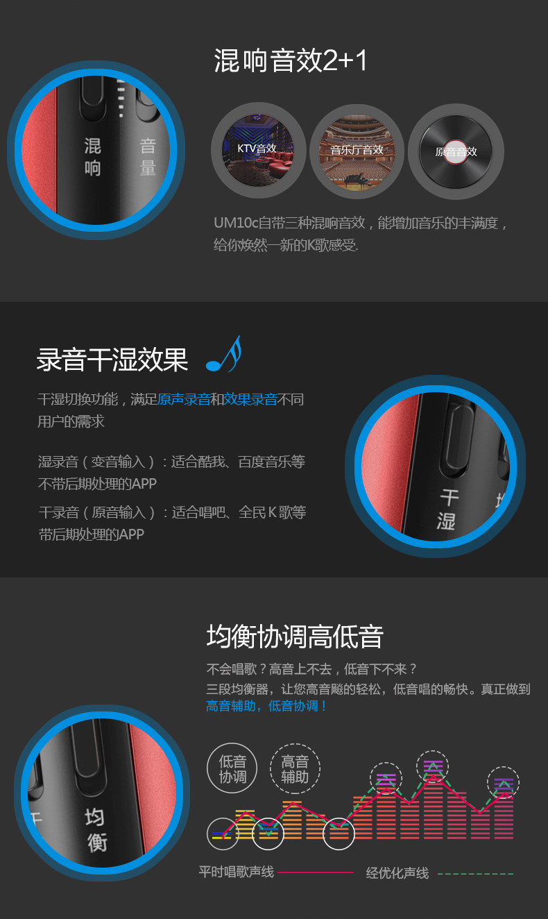 Lenovo/联想 UM10C玫瑰金 手机全民k歌电容麦克风话筒套装主播唱吧直播 送支架
