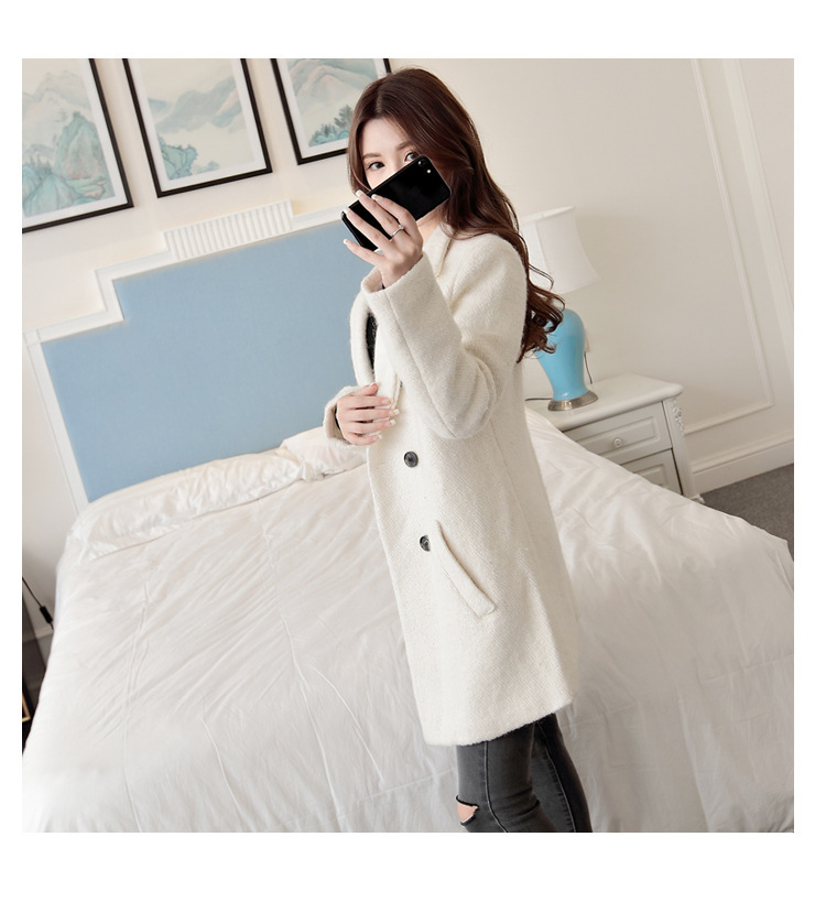 魅言魅语新款毛呢外套加厚妮子宽松白色呢子大