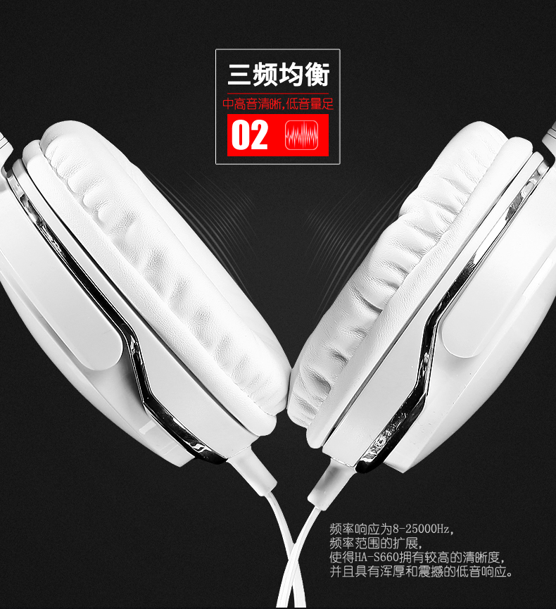 杰伟世（JVC）HA-S660低音导管重低音便携折叠随身音乐头戴全罩耳机 白色