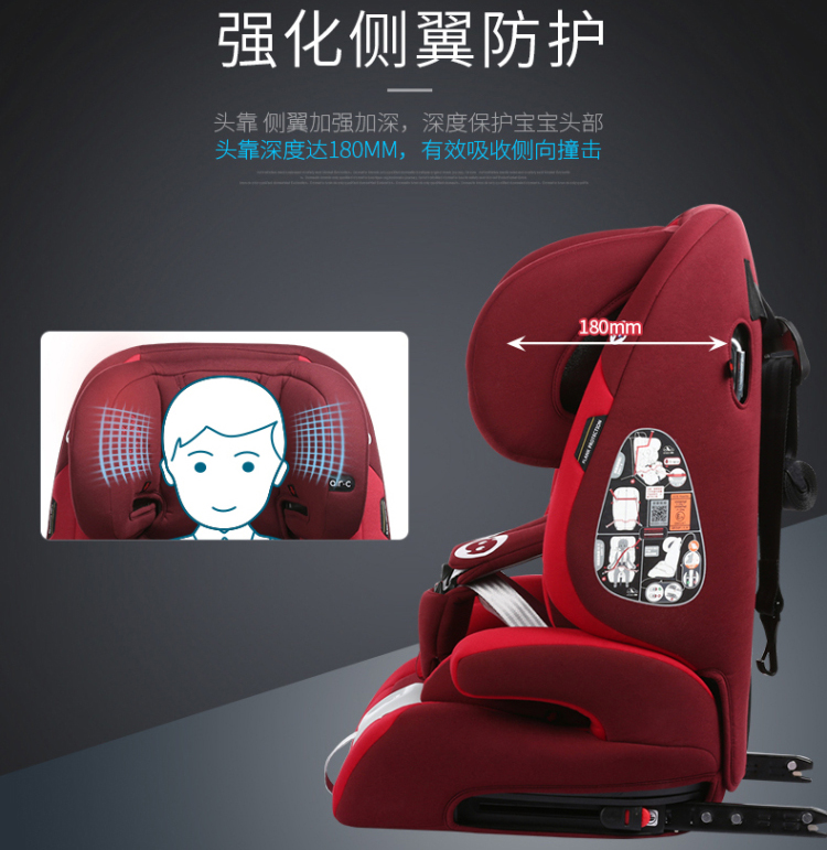 路途乐 汽车座椅 安全座椅 儿童安全座椅ISOFIX接口 路路熊AIR-C（9个月-12岁）9-36kg 蔷薇红