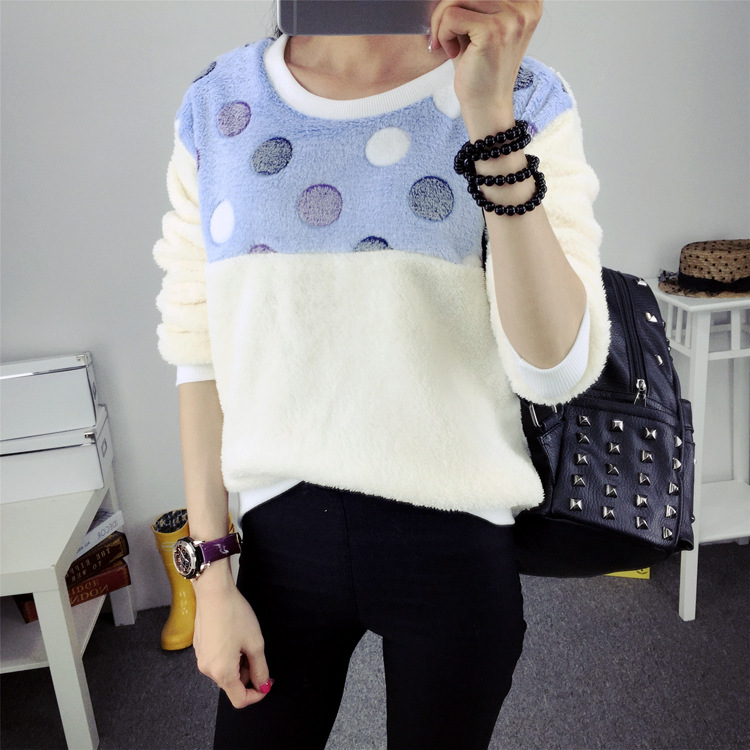 韩雪青青2016新款保暖打底加绒圆领毛衣女上