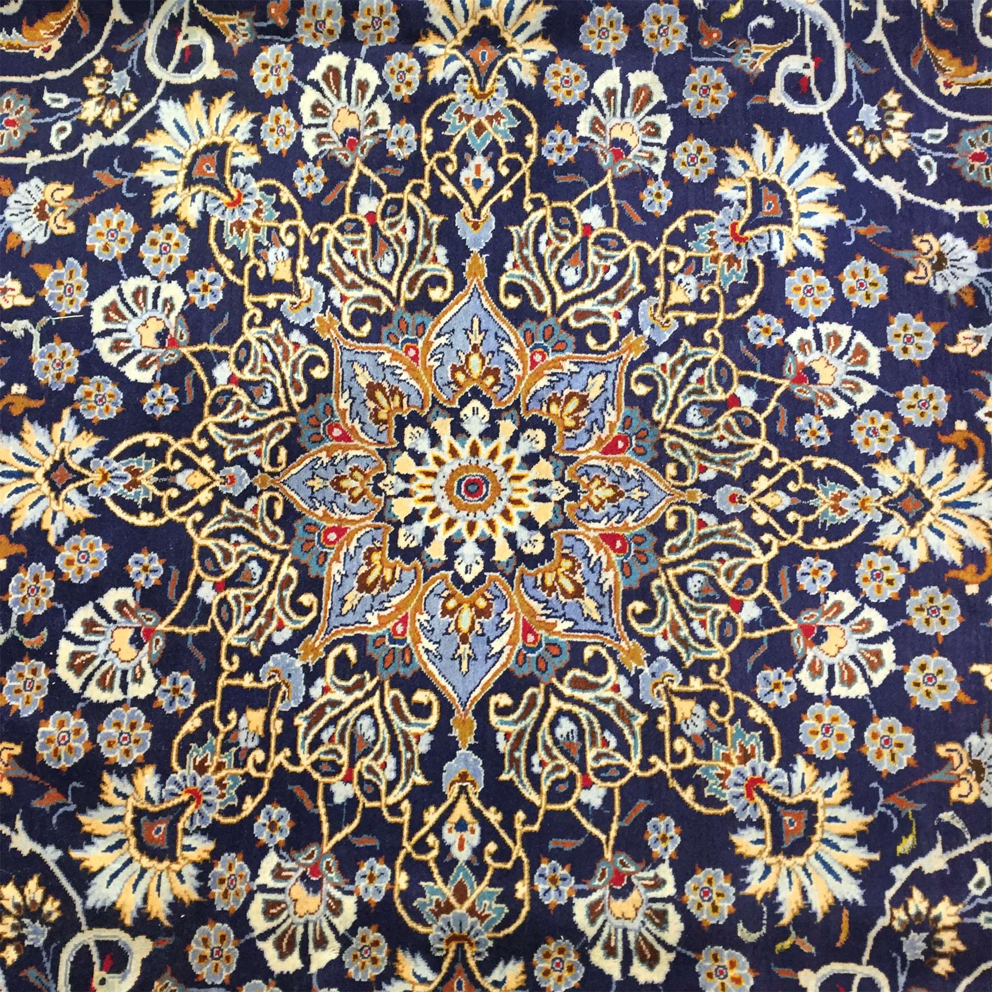 定制伊朗编织纯羊毛波斯地毯欧式美式客厅卧室蓝色地毯编织羊毛地毯