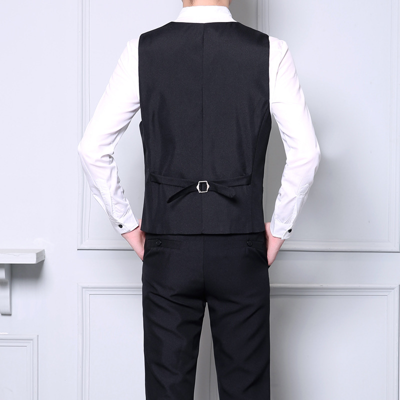 西装马甲男套装背心男装金色四扣马甲男西裤两