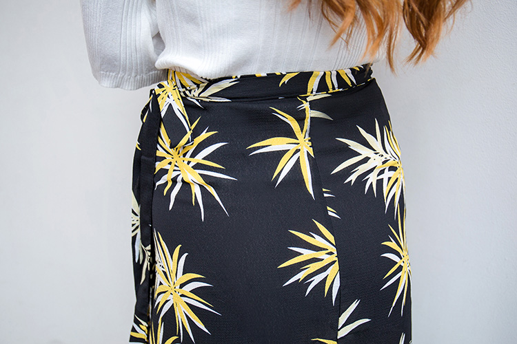 绰娅夏季新款一片式印花系带裹裙中长款高腰雪