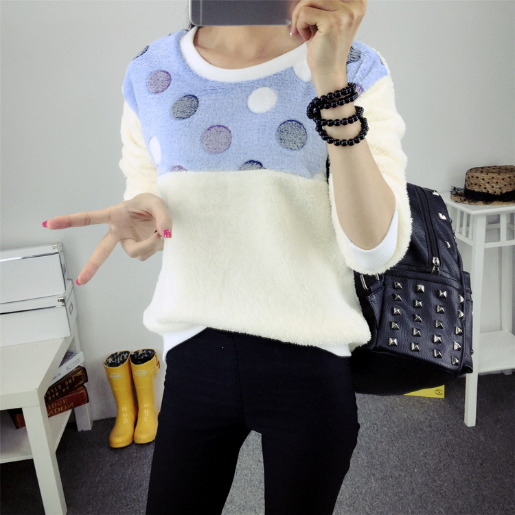 韩雪青青2016新款保暖打底加绒圆领毛衣女上