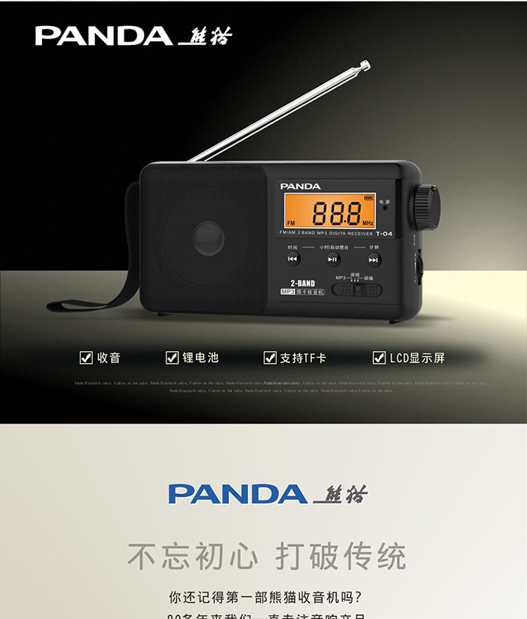 熊猫（PANDA) T-04 插卡收音机 灰色