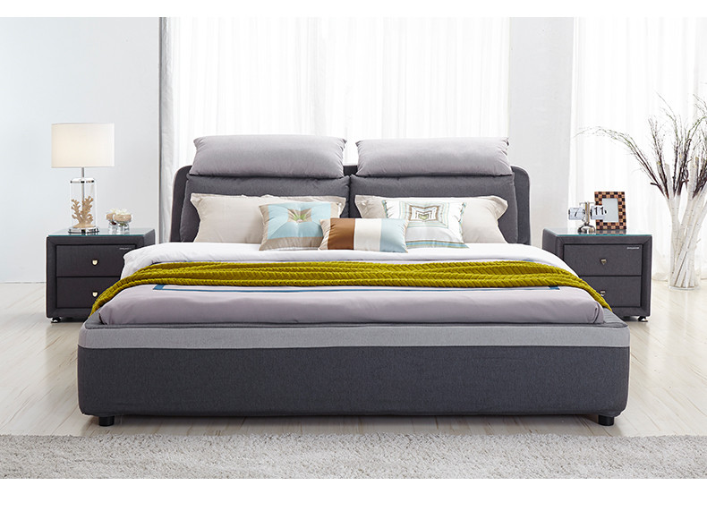 【全友家居官方旗舰店】全友家私 现代卧室1.8米布艺床双人床 可拆洗布床软床105023 -苏宁易购