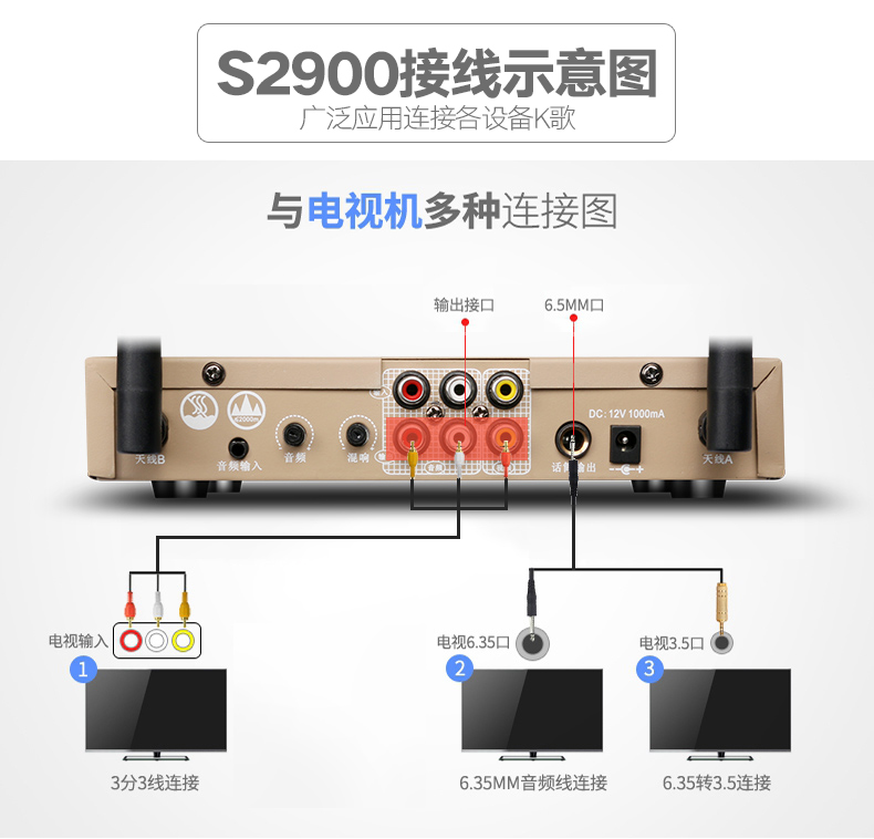 shinco新科s2900无线麦克风话筒蓝牙一拖二家用唱歌手机k歌音响