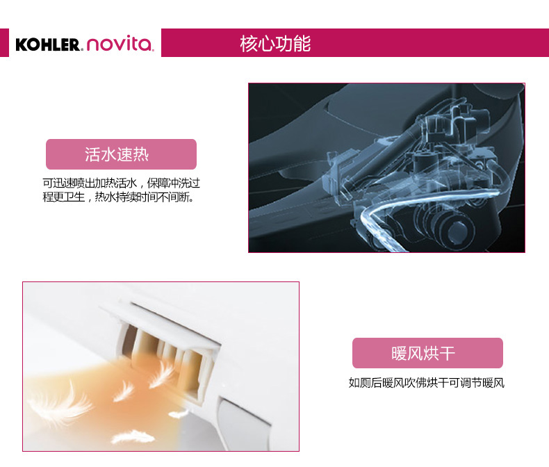 诺维达（NOVITA）BD-RA690T长款智能马桶盖 高端全功能 私密双喷头 暖风烘干原装进口旗舰版洁身器