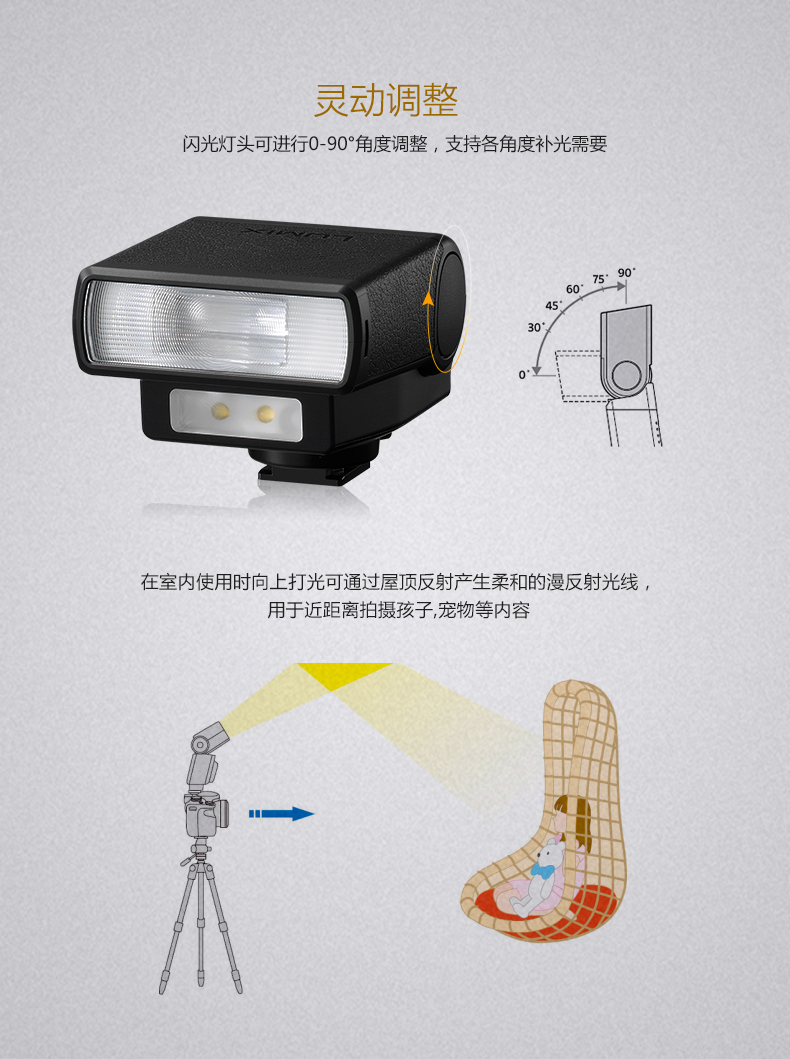 松下(Panasonic)DMW-FL200LGK外置闪光灯 相机LED灯手控操作