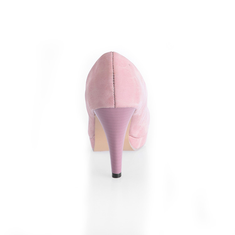 韩版甜美黑粉色细跟高跟鞋春秋女圆头浅口防水